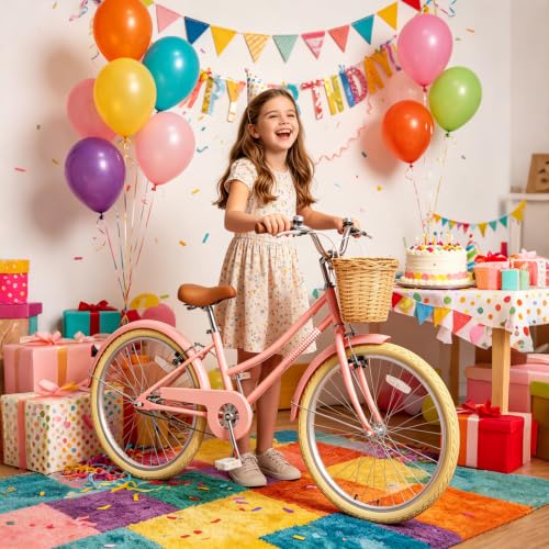 Image of Glaf 12 14 16 18 20 24 Inch Girls Bike for 2-15 Years Old Kids Bike Bicycle | with Training Wheels, Toddler Bike,Girls Cruiser Bicycle, with Adjustable Seat and Handlebar