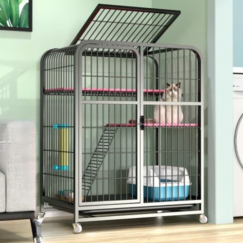 猫ケージ 猫用ハウス 猫小屋 キャットヴィラ Tufduzo 室内 多頭飼い 猫のゲージ 脱走防止 キャスター付き 移動便利 組立簡単 室内飼い 快適なスペース キャットハウス (3段 78*55*108cm,A)