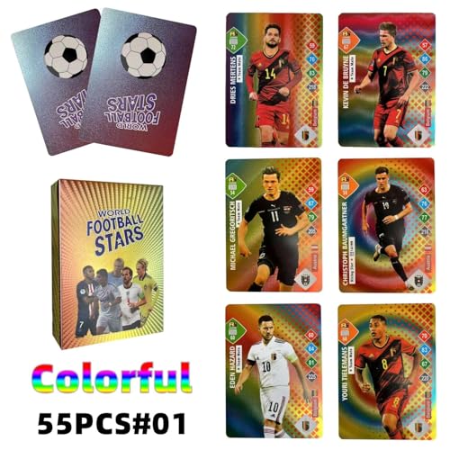 Image of Rainbow Football Cards - 55 PCS Collector Pack | Champions League Style | Unofficial Trading Cards for Kids & Fans | Soccer Gift for Boys & Girls - Football Rainbow