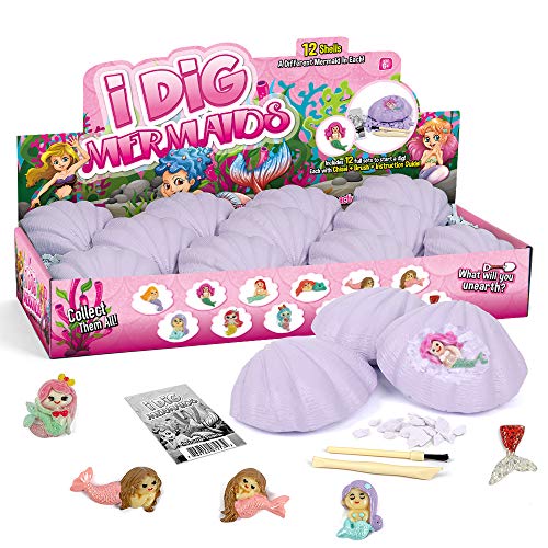 Byncceh Kit de Fouille Sirène pour Enfants – Coffret Trésor avec 12 Jouets Sirène et 5 Autocollants – Jeu Archéologie Enfants 6-12 Ans – Cadeau...