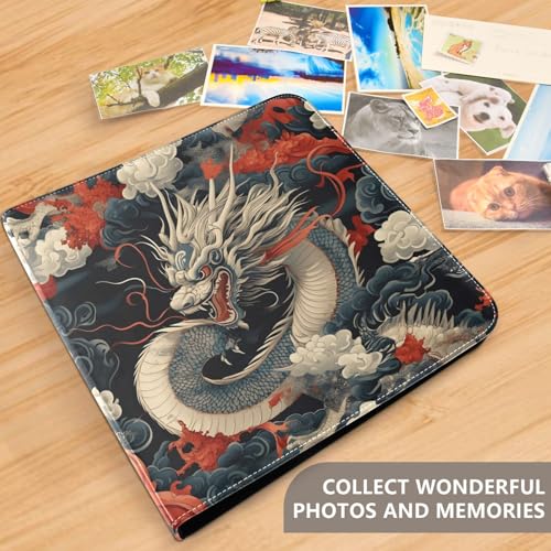 Álbum de fotos autoadhesivo DIY Scrapbook Album diseño cielo nublado dragón con 3 anillos, 40 páginas, 8x10 para memoria miniatura 5