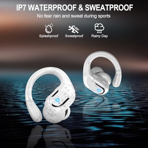 Image of Rulefiss Wireless Earbuds Bluetooth Headphone Sport, Bluetooth Earbuds 14.2mm Driver Stereo Over Ear Buds, Noise Cancelling Earphone, IP7 Waterproof Headset for Workout /Running