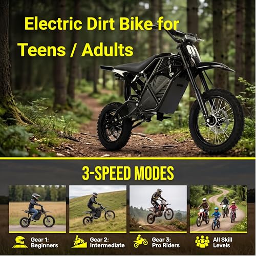 Ijoy 4200W Electric Dirt Bike for Adults & Teens, 40MPH Fast Off-Road Motorcycle, 60V 28Ah Battery, Hydraulic Brakes All-Terrain Trail Bike (White-60V) — view 5