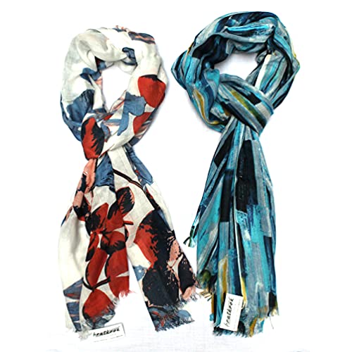Image of Women's Trendy floral Printed Rayon Stoles Multicolour (Pack of 2)