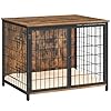 Dog Crate Furniture with Cushion, Wooden Dog Kennel with Double Doors, Heavy Duty Dog Cage for Small/Medium/Large Dogs, Indoor Dog House End Table, 31.5″ L, Rustic Brown DCHR0701Z1