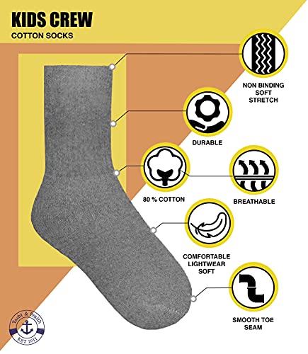 Yacht & Smith Children & Kids Wholesale Bulk Sports Crew, Athletic Case Pack Socks, by SOCKS'NBULK3