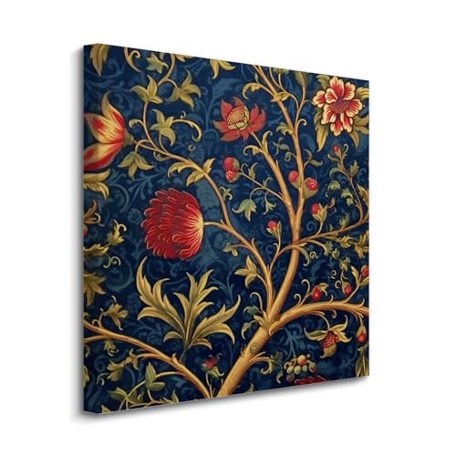 Toile murale fleurie bordeaux et olive pour chambre d'adulte
