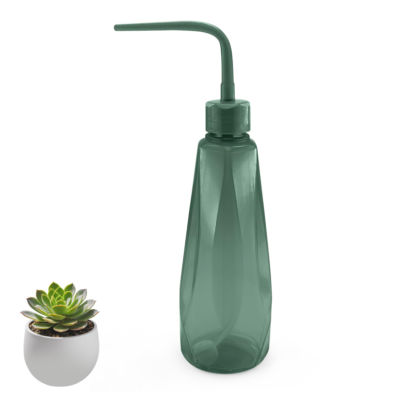 480ml Regadera para Plantas de Interior, Regadera Pequeña con Pico Largo para Bonsáis, Suculentas y Semilleros, Dispositivo de Riego con Bola de Gravedad de 360°, 3 Colores (Verde Gris)