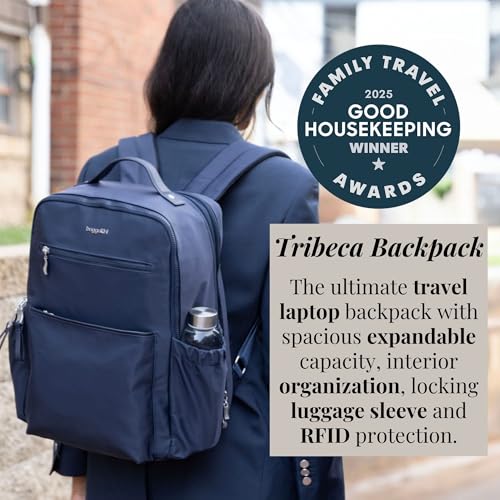 Image of Baggallini Tribeca Expandable Laptop Backpack - 15 inchx11 inch Lightweight RFID Computer Bag for Work & Travel with Luggage Sleeve