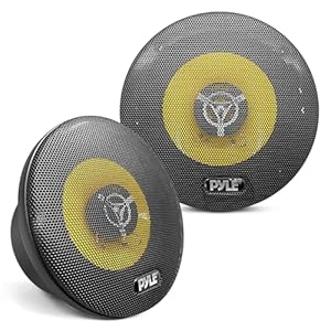 Pyle Car Three Way Speaker System – Pro 6.5 Inch 280 Watt 4 Ohm Mid Tweeter Component Audio Sound Speakers For Car Stereo w/ 40 Oz Magnet, 2.25” Mount Depth Fits Standard OEM – Pyle PLG6.3 (Pair),Yellow/Black