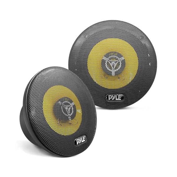 Pyle Car Three Way Speaker System – Pro 6.5 Inch 280 Watt 4 Ohm Mid Tweeter Component Audio Sound Speakers For Car Stereo w/ 40 Oz Magnet, 2.25” Mount Depth Fits Standard OEM – Pyle PLG6.3 (Pair),Yellow/Black