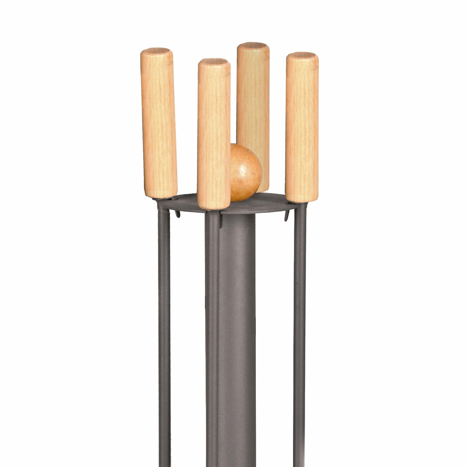raik 21.02.717.2 Kaminbesteck, 4-teilig, anthrazit beschichtet, Holzgriffe, 64cm