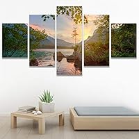 SIGNWIN 5 Panel Canvas Wall Art Calming Waters for Home Decorations Ready to Hang - 60
