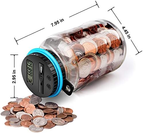 MOMMED Digital Money Box, Automatic counting money box for kids, Digital money counting jar with LCD display, Savings jar supports UK coins, Piggy Bank 1.8L Large Capacity