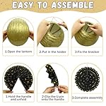 14Pcs Black and Gold Party Decorations, Hanging Paper Lanterns Fans Tissue Flower Pom Poms for Graduation Decorations 2026, Men Women 40th 50th 60th Birthday Retirement Party Supplies - Image 3