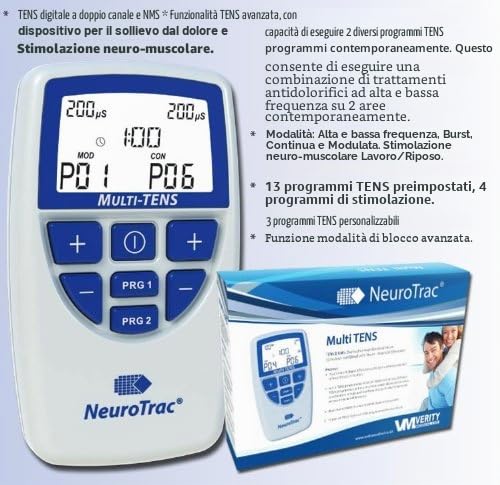 NeuroTrac® - Multi-TENS - Dispositivo TENS e NMS digitale a 2 canali per il sollievo dal dolore e la riabilitazione muscolare
