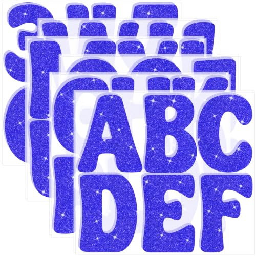 Image of Bulletin Board Letters 74 PCS Glitter Letter Stickers Large 5 Inch, Blue | 12 Sheets,Alphabet Number Stickers,Self-Adhesive,Sticker Letters for Poster Board,Classroom,Display,Mailbox,Craft,Party Decor