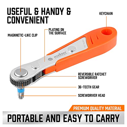 Horusdy 23-Piece 1/4 Mini Ratchet Offset Screwdriver Bit Set, S2 Steel Right Angle Screwdriver With 90 Degree Mini Offset Reversible Drive Handle& Multi Hex/Phillips/Slotted/Torx Star Bit #TOP1