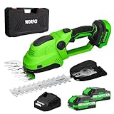 WORFCI Mini Hedge Trimmer, Cordless Bush Trimmer, 2-in-1 Handheld Electric Grass Trimmer Hedge Shears/Grass Cutter with 2pack Battery and Charger (WHT22)