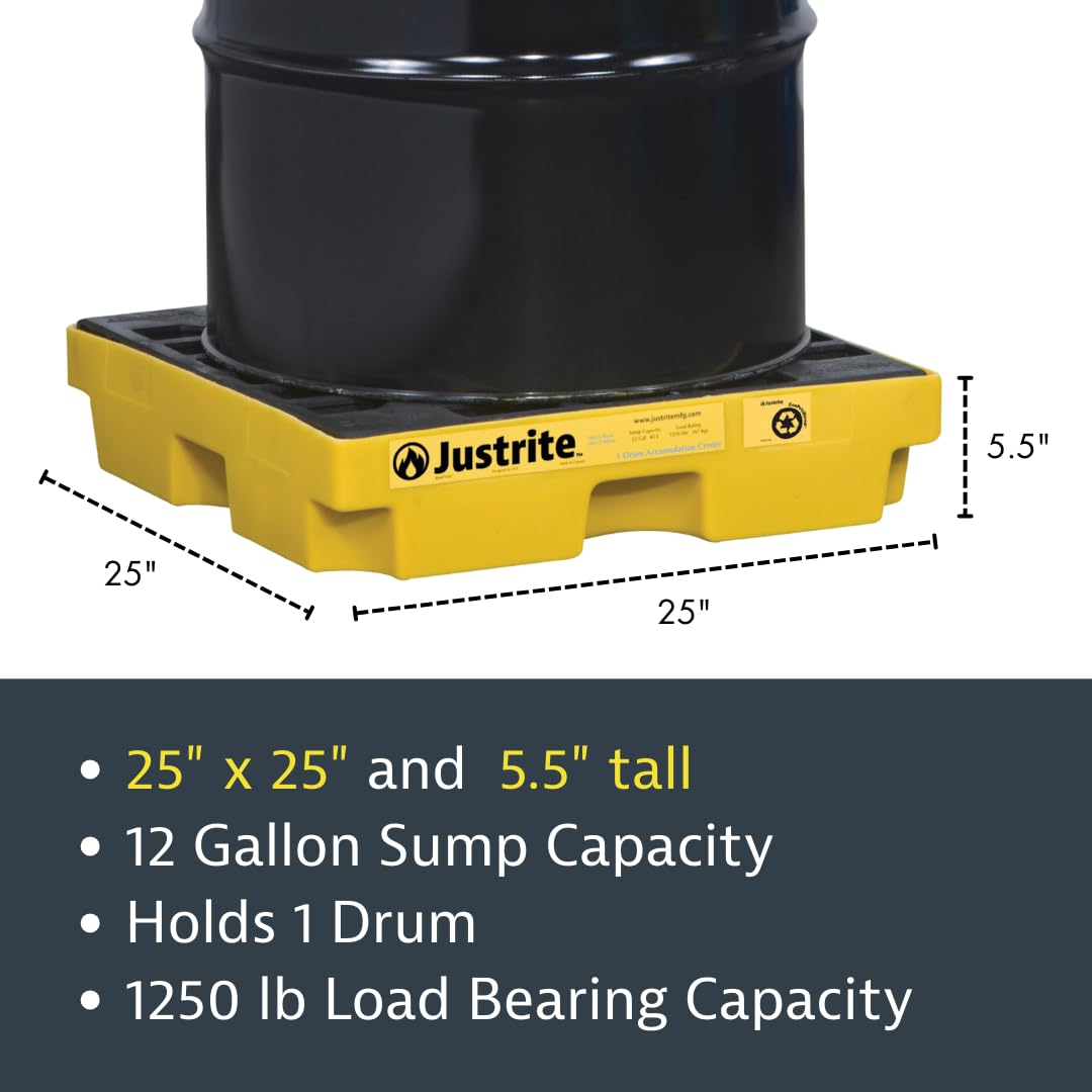 Justrite Spill Containment Pallet - 12 Gallon Capacity -3 Justrite Spill Containment Pallet - 12 Gallon Capacity -3