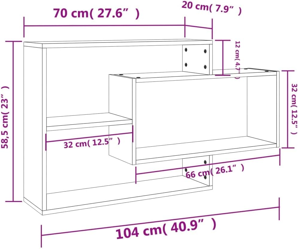 vidaXL Wall Shelf Sonoma Oak Engineered Wood 40.9 x 7.9 x 23.0 in