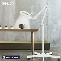 Vista 5 de Neatfi Lámpara de pie LED con aumento de 1,200 lúmenes, lente de vidrio bifocal de 5 pulgadas, aumento doble 2.25X + 6X, luz de tarea regulable