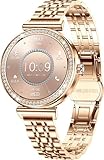 Smartwatch Damen Rund 1.27' Smart Watch Damenuhr mit Telefonfunktion Fitnessuhr Diamant Elegant Pulsuhr Menstruationszyklus Schlaftracker Schrittzähler IP68 Wasserdicht Fitnesstracker iOS Android