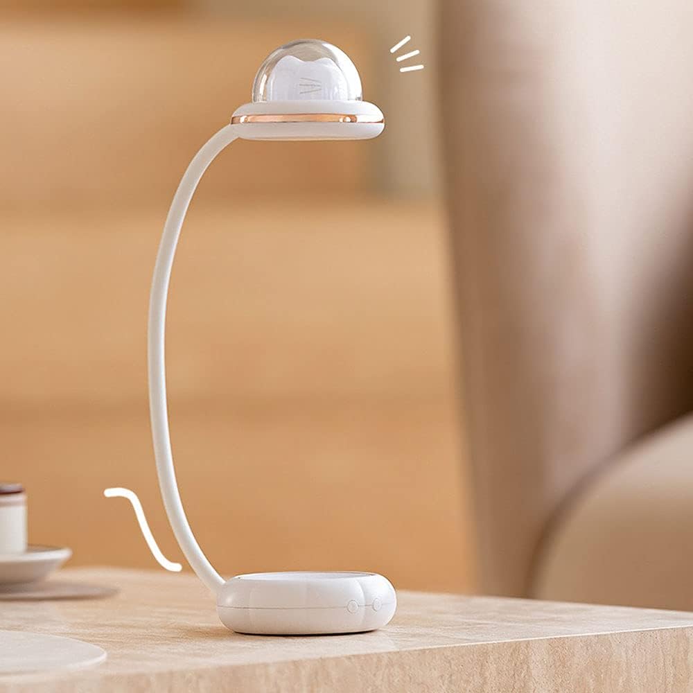 Cute Cat Desk Lamp, LED Desk Lamps for Home Office, White USB Charging Port Dimmable Desk Lamps, Portable Foldable Touch Decor Lamp 360° Flexible Gooseneck Kids Desk Llight