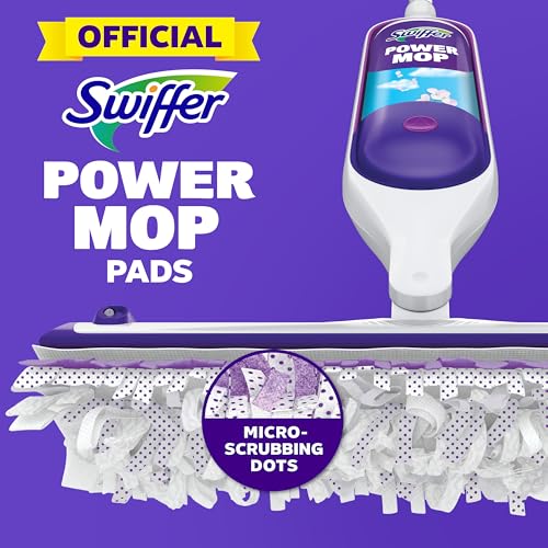 Image of Swiffer PowerMop Multi-Surface Mopping Pad Refills for Floor Cleaning, Microfiber, 11 Count, White /Purple