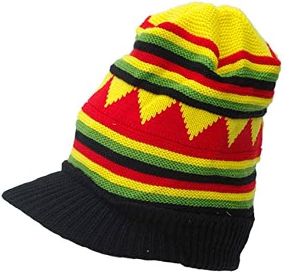 Unisex Trendy Chunky Raste Color Stretch Slouchy Cable Knit Cap Hat Cuff Beanie Shipping Included (BIN-201 RASTA)