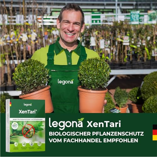 Legona XenTari Buchsbaumzünsler Spritzmittel, 10 x 2 g, bis zu 400 m², Bacillus thuringiensis, Zünslerfrei und Raupenfrei