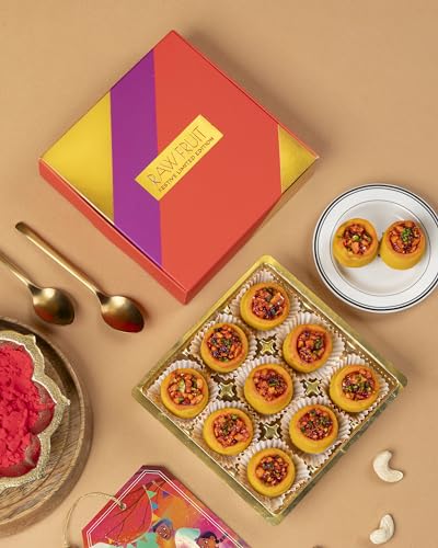 Image of HyperFoods Holi Gift Hamper Holi Gift Pack Holi Sweets Gift Pack Holi Gifts For Family Holi Sweets Dry Fruits Combo Pack Happy Holi Gift Pack Pan Laddoo & Dryfruits Herbal Gulal Gift For Holi
