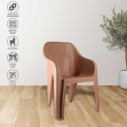 Image of Cello Dynamo Chair - Dark Beige | Strong and Durable | Easy to Clean | Chair for Living Room, Bed Room, Kitchen, Office Room, Outdoor | 3 Years Warranty