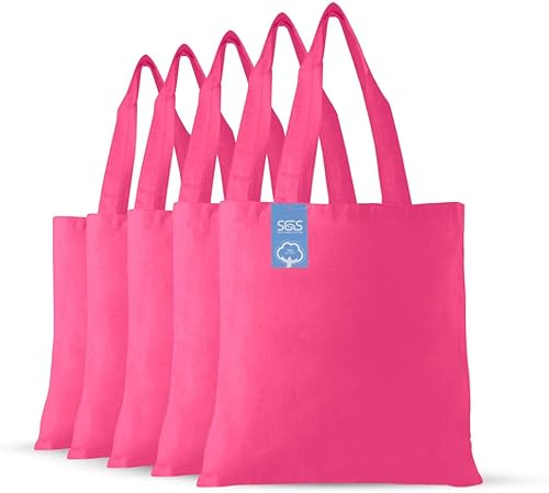 Miniatura 6 de Simply Green Solutions Bolsa reutilizable de tela de algodón para manualidades, 15 x 16 pulgadas, bolsa reutilizable con asa, paquete de 5, lavanda