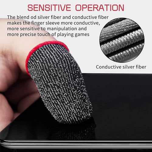 Image of PROXN Combo of Finger Sleeves for Gaming -Thumb Sleeves for All Mobile | for Fast Gaming | Finger Gloves for Winter and Game (4 PCS) with Mobile Holder Pyramid Stand (Sleeve+RED STYEND)
