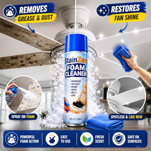 Image of StainZero Foaming Interior Cleaner 500ml | Powerful Foam Formula for Car Dashboard, Seats, Helmet, Shoes, Walls. Upholstery, Fabric, Vinyl, Plastic & Leather | Removes Dirt, Dust & Stains