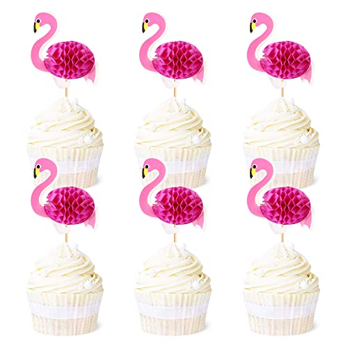 Ercadio 24 Pack 3D Flamingo Cupcake Toppers Hawaiian Luau 3D Flamingo Cupcake Toppers 3D Tropical Flamingo Cupcake Picks For Summer Hawaii Luau Tropical Aloha Theme Baby Shower Birthday Wedding Party Cake Decorations Supplies #TOP1
