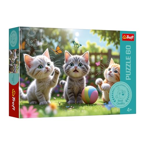 Trefl Three Kittens - Rompecabezas de 60 piezas, 4+ | The Treflik Family, diversión creativa clásica miniatura 1