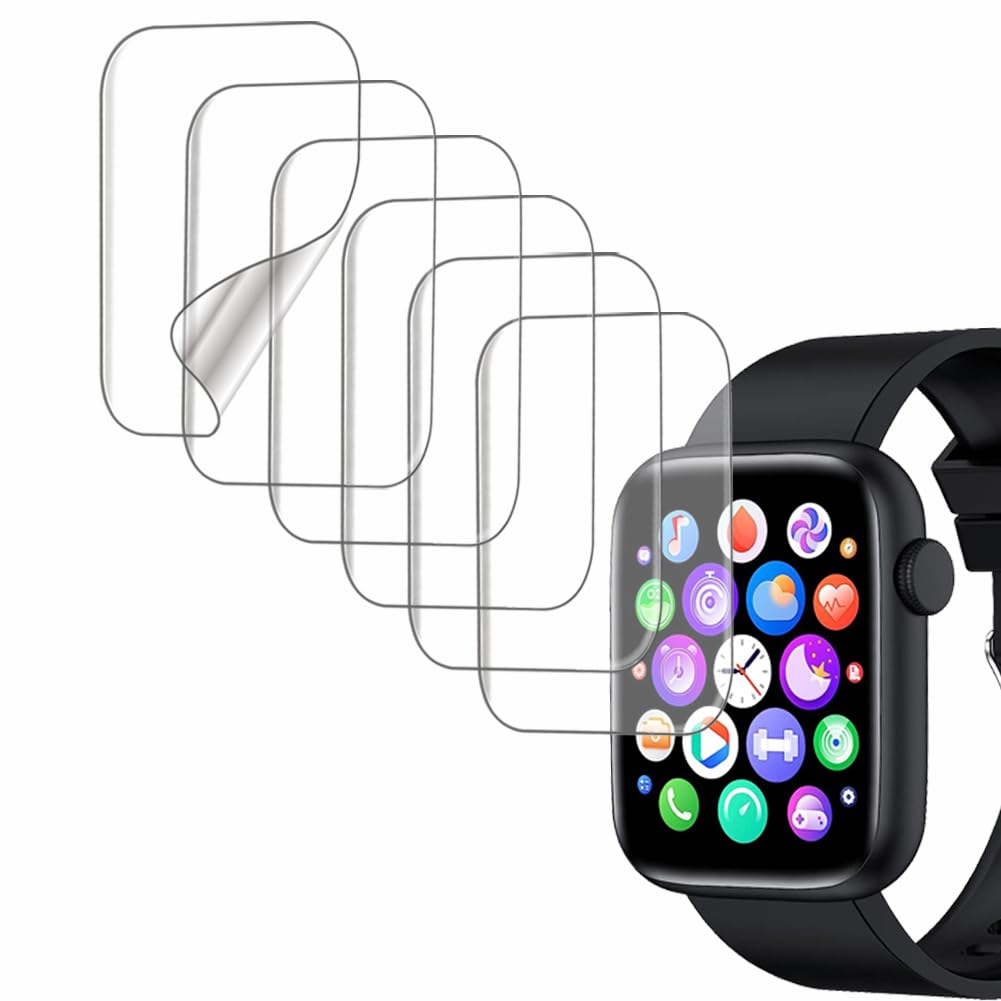 smaateScreen Protector Compatible with WM Welly Merck T13 1.9” Smart Watch, Soft TPU, 6-pack, Bubble Self-healing