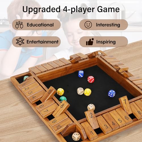 Vamslove Shut The Box Juego de Dados de Madera 12 Pulg miniatura 5