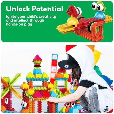 PicassoTiles 120피스 고슴도치 브리슬 블록 STEM 빌딩 장난감, 만 3세 이상 — 사진 6
