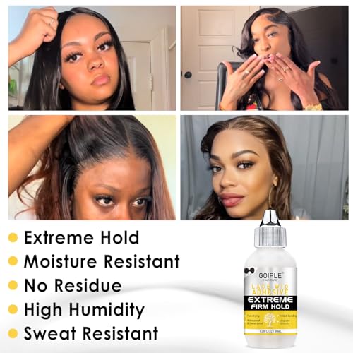 goiple wig glue for lace front wigs waterproof lace front wig glue for wigs strong hold transparent lace adhesive for hair replacement invisible hair bonding wig adhesive128 fl oz