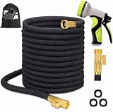 COTCLO New 100ft Expandable Garden Hose - Superior Strength 3750D, 4-Layers Latex with 3/4" Solid Br
