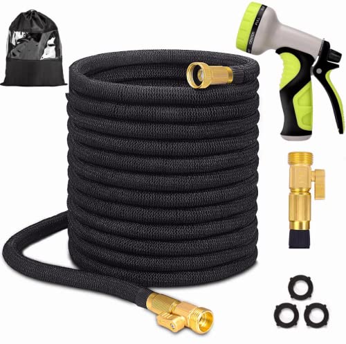 Cotclo New 100Ft Expandable Garden Hose - Superior Strength 3750D, 4-Layers Latex With 3/4" Solid Brass Connectors, 10 Function Spray Nozzle, Easy Storage Kink Free Flexible Lightweight Water Hose #TOP13