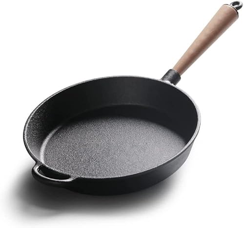 AVEEWA Sartén de hierro fundido sartén redonda con mango de madera 22 cm24 cm26 cm-102in