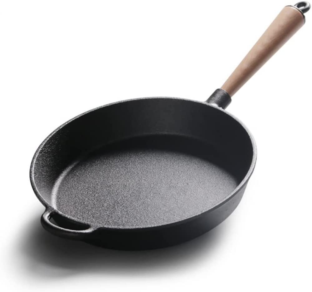 Patelnia Żeliwna, Patelnia Do Steków, Okrągła, Z Drewnianym Uchwytem, Patelnia 22 Cm, 24 Cm, 26 Cm, 22 Cm,26cm