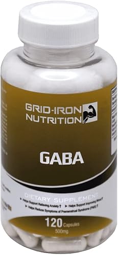 GRID-IRON NUTRITION GABA ácido gamma-Aminobutírico Suplemento cápsula 500 mg sin sabor sin gluten 120 cápsulas