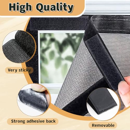 Image of 58 Sets - 1x4 inch Square Hook and Loop Tapes, Fabrics Nylon, Black | Hook and Loop Strips with Adhesive, Self Sticky Double Sided Heavy Duty Strips for Home Office School and Crafting