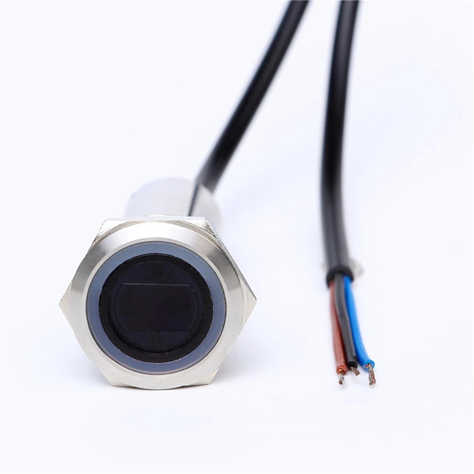 22 mm metalowy przełącznik bezdotykowy, typ ON-OFF, podświetlany okrąg (EW-22E10BYSSR12) (niebieski okrąg, 6 V)
