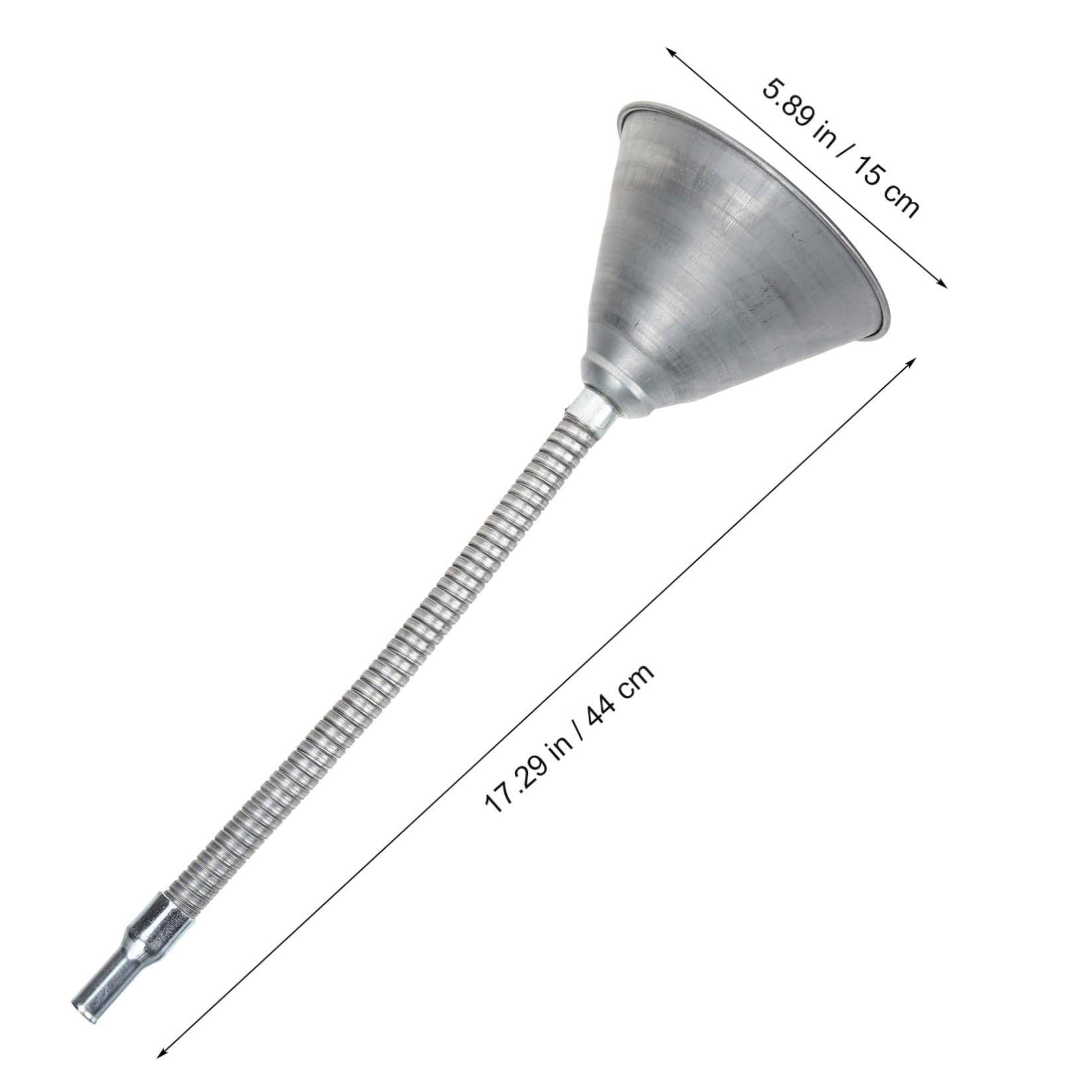 Embudo Flexible de Hierro de Cuello Largo para Cambio de Aceite | Plata, Filtro Integrado y Diseño sin Tapa, para Coches y Recarga de Emergencia en Taller